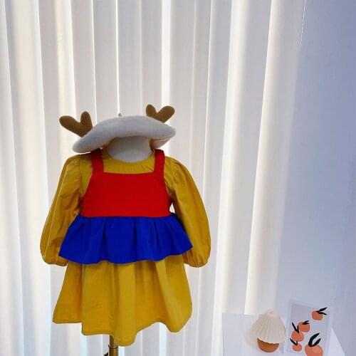 Girls Dress Set Cute Vest Autumn New Long Sleeve Kids Dresses For Baby Girl Fashion Two Piece Set Children Clothing