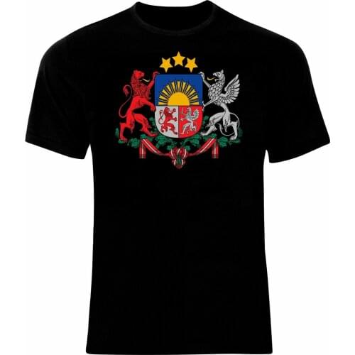 Coat of Arms of The Latvia Latvian Arms Flag T-Shirt. Summer Cotton O-Neck Short Sleeve Mens T Shirt New S-3XL