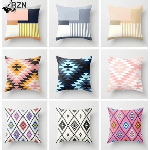 Geometric Decorative Pillow Cushion Cover Polyester Pillowcase Home Decor Pillow Case Cojines Decorativos Para Sofa 45x45cm