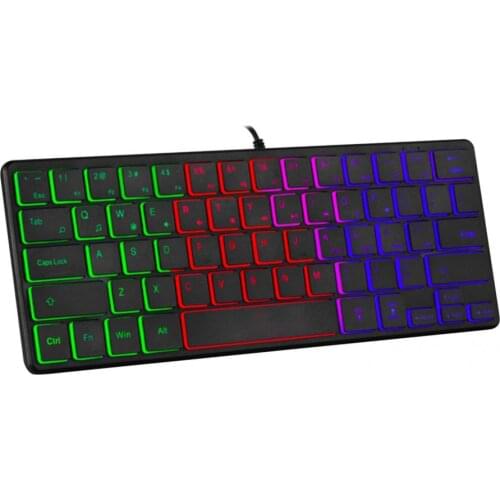 Gaming Mechanical Keyboard 64 Keys Game Anti-ghosting Blue Switch Color RGB Backlit Wired Keyboard For pro Gamer Laptop PC