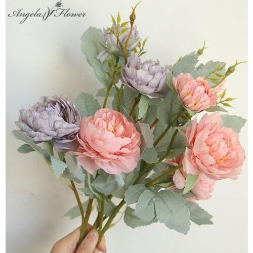 Artificial peony macarons silk flower bouquet home decor wedding holding flowers road leading flowers wall fake flowers material