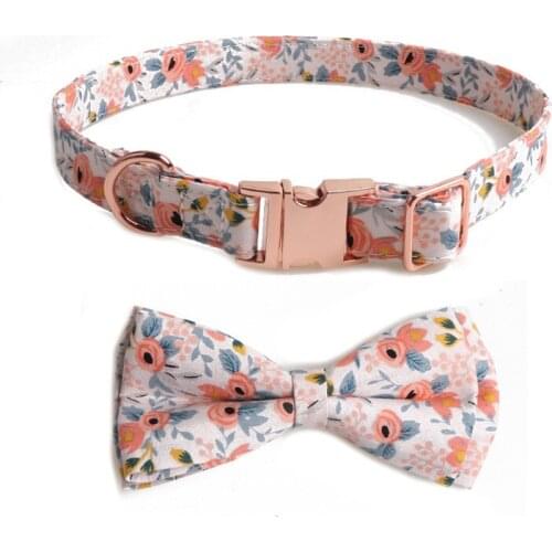 Classic Floral Bow Dog Collar for Small Medium Large Dogs Soft Adjustable Pet Collars Walking Outdoors with Your Dog