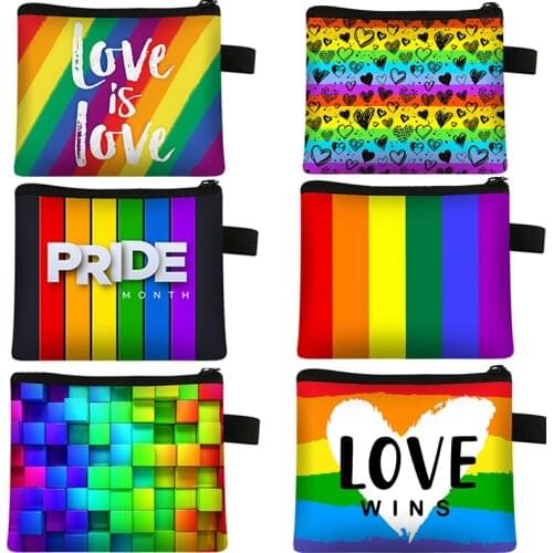 LGBT Love Wins Coin Purse Rainbow Purses Woman Shopping Coin Case Key Case Card Case Girl Wallet Money Bags