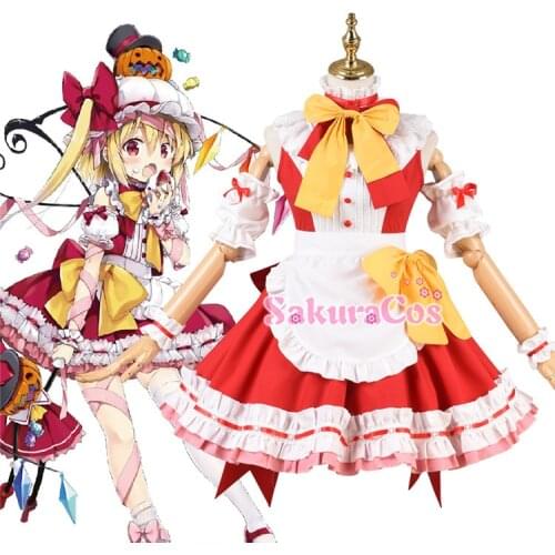 Anime Touhou Project Flandre Scarlet Lolita Cute Dress Daily Uniform Cosplay Costume Full Set Women Halloween Free Shipping 2020