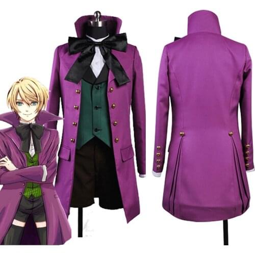 Black Butler 2 II Alois Trancy Uniform Purple Coat Pants Shirt For Men Anime Halloween Cosplay Costume Version B Sets