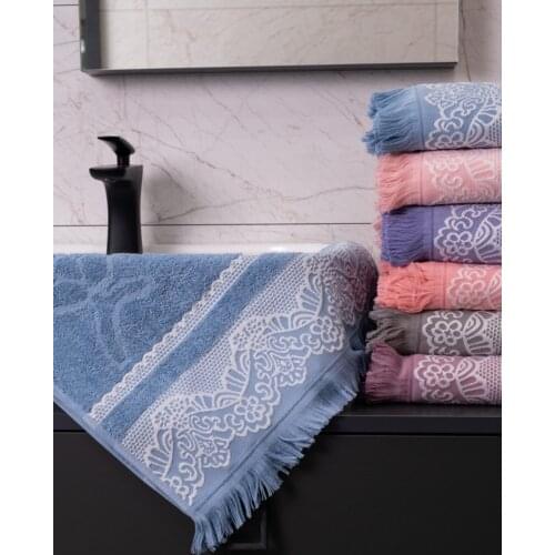 Lace Embroidered 6 Pieces Multi Color Hand Towel 100% Cotton 50 * 90 Cm Great Quality Made in Turkey