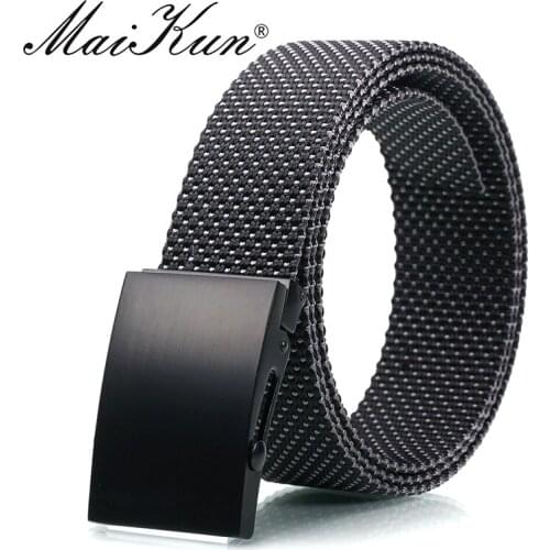 Maikun Nylon Mens Belts for Women Square Metal Slider Buckle Belts for Men Military Tactical Belts for Women Unisex