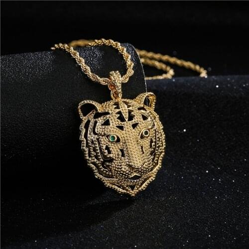 Hot Sale Gold Color Punk Style Statement Big Size Tiger Pendant Necklace For Men Women Fashion Hip Hop Jewelry Birthday Gift