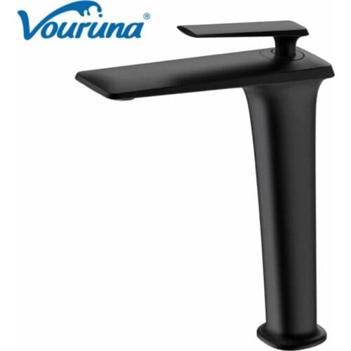 VOURUNA Matte Black&Rose Golden Single Handle High Body Bathroom Sink Faucet Lavatory Vessel Basin Mixer Tap New Arrival