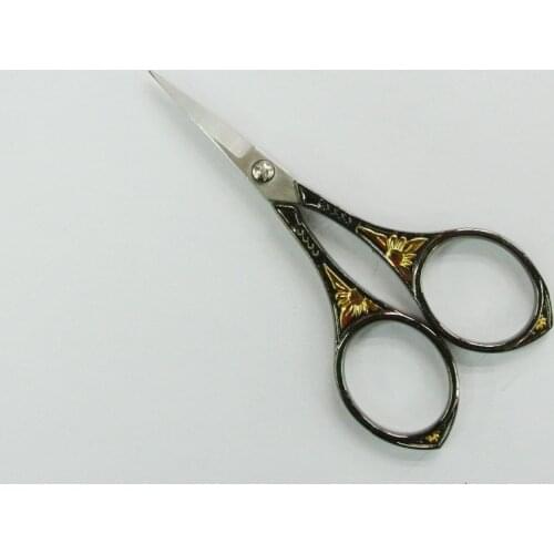 Flower pattern european style handcraft antique scissors mini fabric cutting tailor trimmer