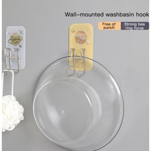 Multifunctional Cute Round Washbasin Storage Hooks Reusable Kitchen Bathroom Towel Organization Hooks Festival Decorations