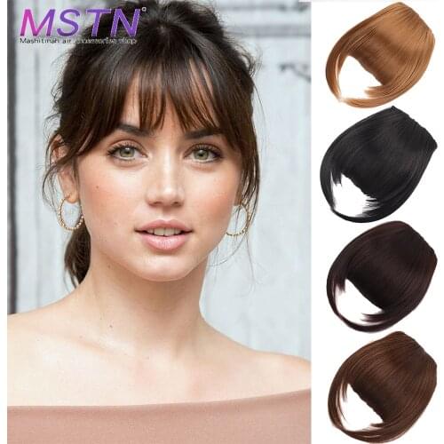 MSTN Short Synthetic Clip In Hair Bangs Hair Extensions Hairpieces For Women Natural Short Fake Hair Bangs Hair Clips Extension