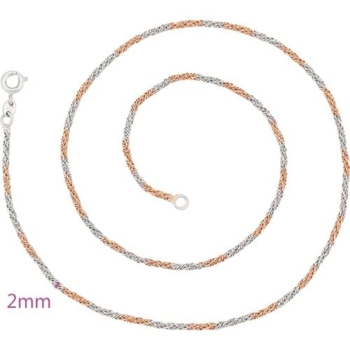 MxGxFam ( 45 cm * 2 mm ) Mix Gold Plated Rose 18 inch Chian Weave Necklace For Women Men Fashion XP Jewelry