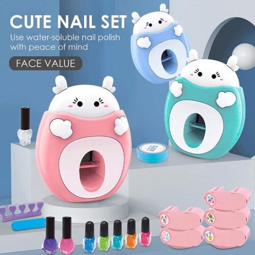 Nail Art Kit 10 Pcs Kid Princess Pretend Play Toys Nails Stamper Mini Machine Safe Formula Nail Polish Set Perfect Gift For Girl