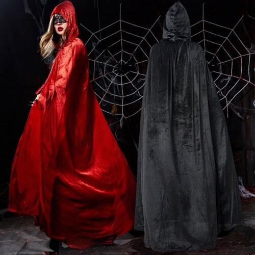 Halloween New Skull Witch Long Grim Reaper Vampire Role Playing Cloaks Suit Queen Costume Costume Hooded Dress Capes for Women