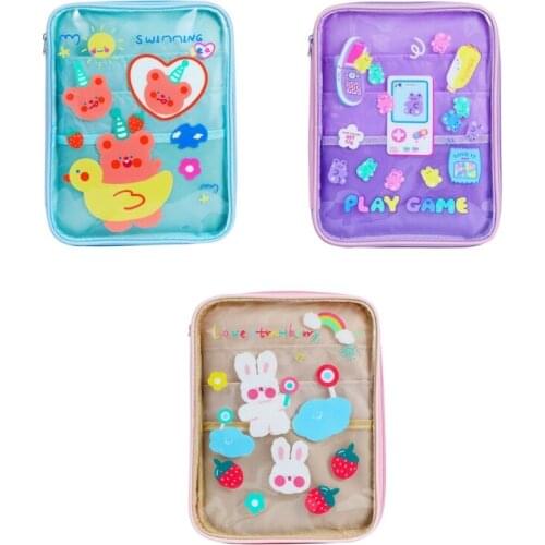 Cartoon Bear Carrying Bags Tablet Sleeve Bag Portable Clear Storage Pouch Bags
