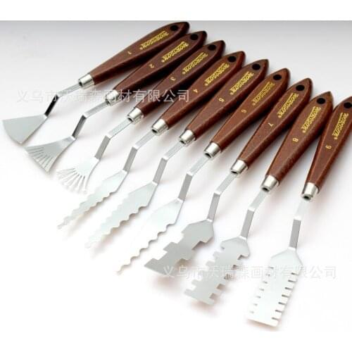 9pcs sawtooth palette knife muscle knife shaped cutter head oil painting acrylic paint palette knife professional art supplies