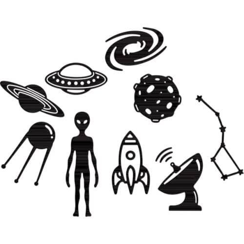 Planet Flying Saucer Rocket Alien Cutting Dies Scrapbooking For Craft Card Photo Album Making DIY Embossing Stencil Die Cut 2021