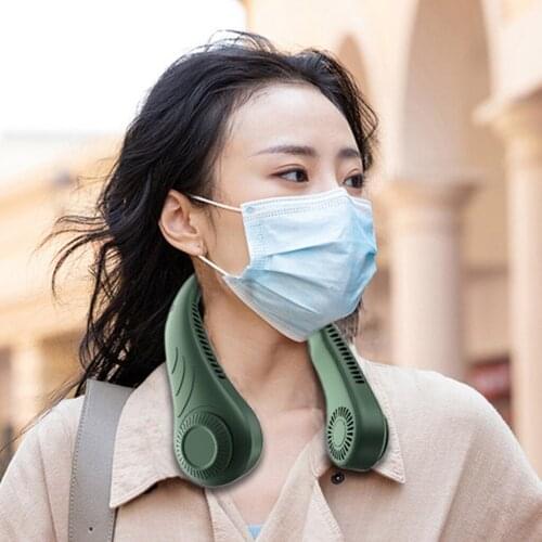 Portable Neck Hang Fan Leafless USB Rechargeable Mini Air Cooler, 3 Speeds Quiet Powerful Winds Suit for Outdoor Indoor Sports