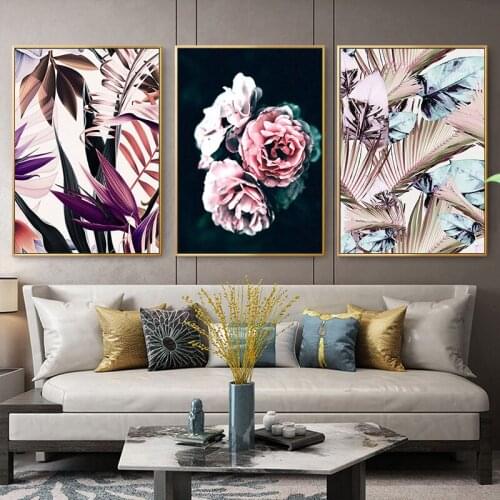 Scandinavian Fashion Posters And Prints Rose Flower Feather Nordic Style Wall Art Canvas Painting Modern Living Room Home Decor