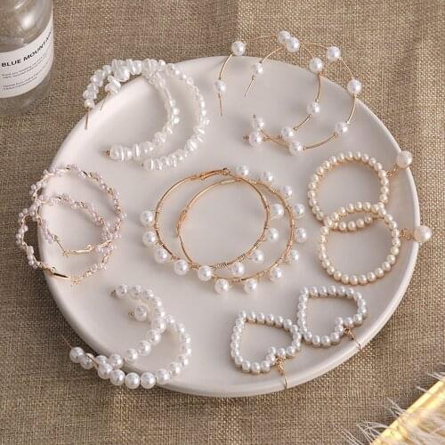 ZWC Elegant Imitation Pearl Drop Earrings For Women Gold Geometric Long Tassel Dangle Earring 2019 Romantic Wedding Jewelry Gift