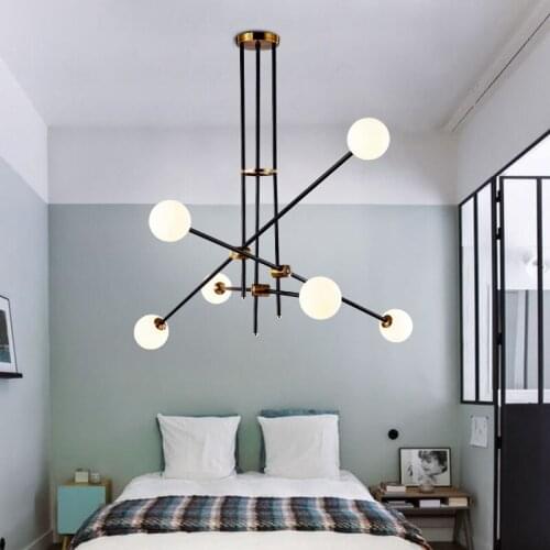 Modern hanging lamp light LED dinning bed room bedroom foyer round glass ball black gold nordic simple modern pendant light lamp