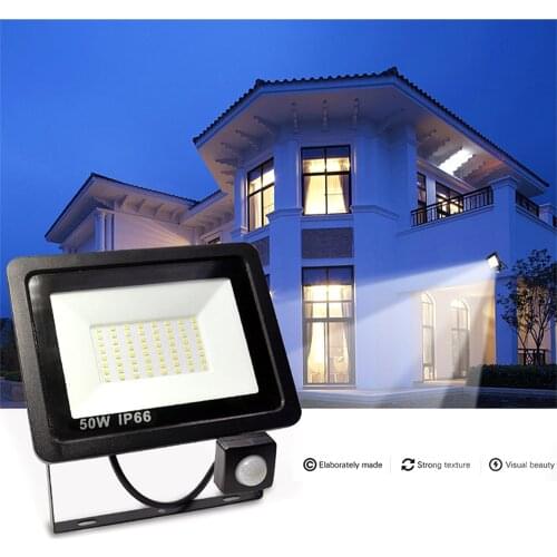 PIR Motion Sensor LED Floodlight 10W 20W 30W 40W 50W Waterproof Led Spotlight For Garden Wall Street Outdoor Lighting AC220V