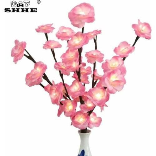 LED Rose Blossom Fairy Branch Floral Light Artificial Twig 50CM Lighted Flower Lights Home Party Wedding Flores Artificiales
