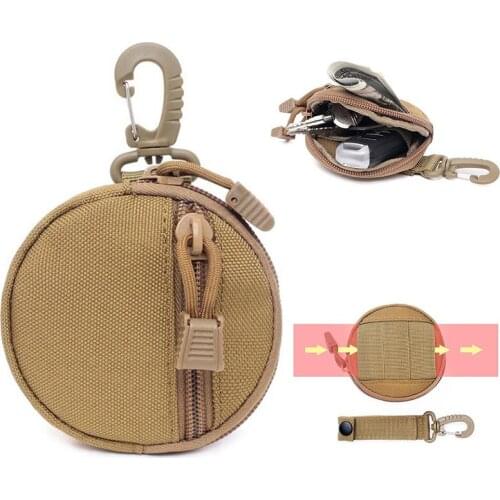 Tactical Mini EDC Pouch Nylon Wallet Pocket Utility Coin Purse Key Earphone Pouch Waist Bag with Hook Hunting Accessories