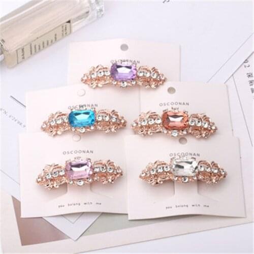 Barrettes For Women Girl Hair Clip Hairpin Crystal Geometric Solid Korean Handmade Fashion Head Accessories Mujer Wholesale
