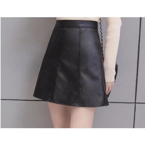 Women PU Leather Skirt Red High Waist Slim Pencil Skirts Vintage Bodycon Skirt Sexy Clubwear