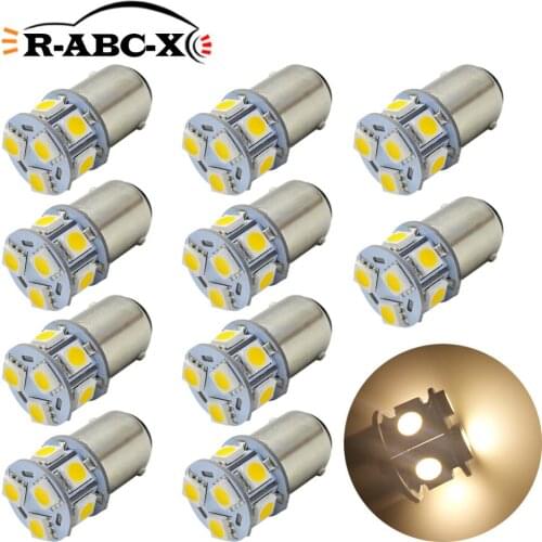 10pcs P21W 1156 Car LED Signal Light BA15D 9-SMD 5050 6-30V Auto LED Tail Lamp Brake Reverse Bulb 4300K White 6000K 6V 12V 24V