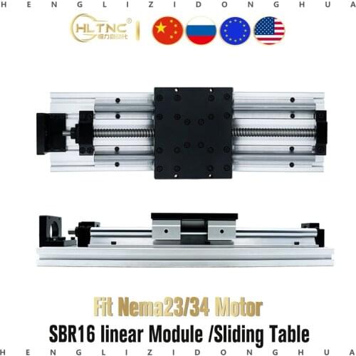 100mm-1100mm travel table Linear module ballscrew sfu1605 1610 with Linear Guides SBR16 SBR16UU for NEMA 23 34 stepper motor