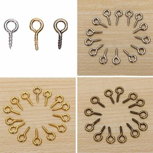 100X Eyelets Screw Mini Tiny Eye Pins Eyepins Hooks Wooden Windows Threaded Hook Peg Frame Clasps