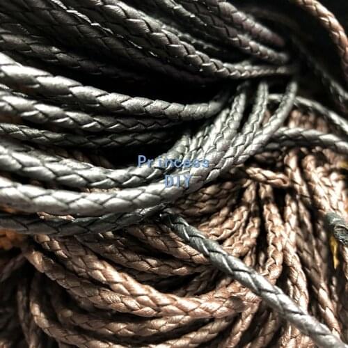 20M/Lot Jewelry Making Finding 3mm Round Braided PU Cord Black Leather Strip DIY Bracelet Choker Key Chain Hand Craft Material