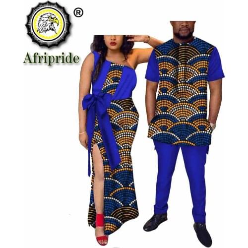 2020 African Couple Women Dress Suits Man Shirts Pants Dashiki Wax Print Traditional Formal Party Wedding AFRIPRIDE S19C002