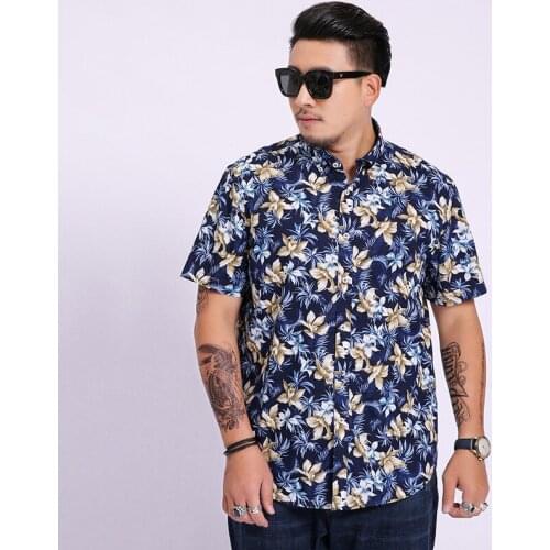 2021 summer new style 5XL-8XL mens loose short-sleeved printed casual shirt