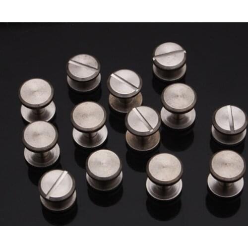 3/4/5/6/7/8/9/10MM Stainless Steel FLAT Button Stud Chicago screw Rivet Screw Belt Buttons Studs Leather Craft DIY Head Dia.10MM