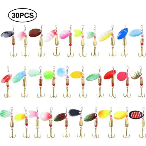 30 pcs Rotating Spinner Trout Spoon Lure Metal Sequins Bait Wobbler Fishing Tackle for Jig Fly Fishing Baits Sea Hard Lures