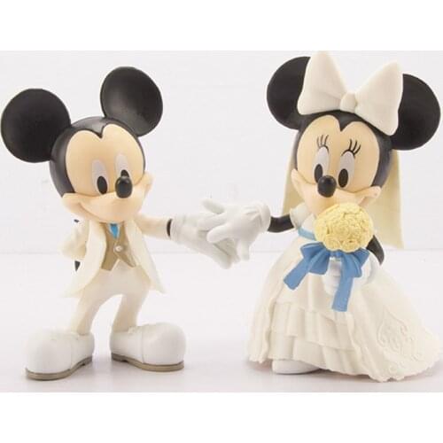 2pcs/set Disney Minnie Mickey Mouse Marry Action Figure Doll China Red Dolls Kids Toy Wedding Present Kids Gift 12.5cm