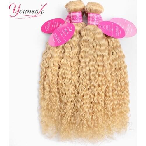 Younsolo 613 Blonde Bundles Brazilian Water Wave Bundles Remy Human Hair Bundles 613 Blonde Hair Extension 4 Pcs Lot 8-28 Inches