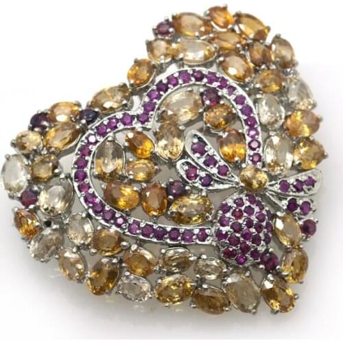 Zircon, Sapphires and 925 Silver Pendant / Brooch