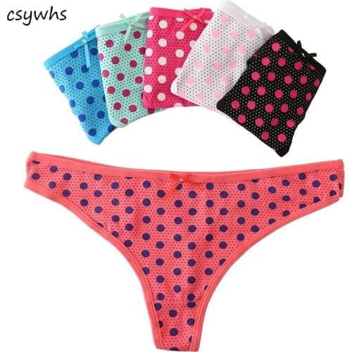 CSYWHS 5pcs/lot Sexy Panties Womens Thongs and G Strings Seamless Panties Low Waist Dot women Briefs Underwear Tanga Intimates