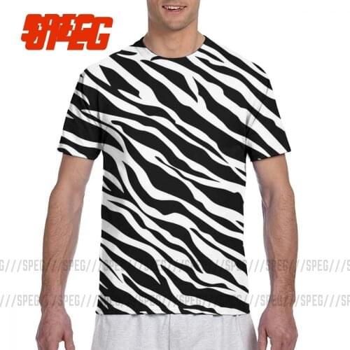 Horse Zebra Pattern Print T Shirts Men Polyester Funny T-Shirt All Over Print Full 3D Black And White Tees Short Sleeve Clothes