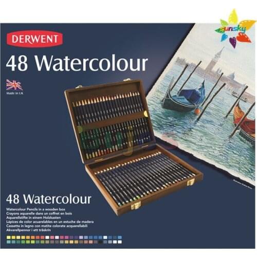 Derwent WATERCOLOR Artist level Water soluble color pencil 72 color 48 color Water soluble color pencil Red brown wooden box