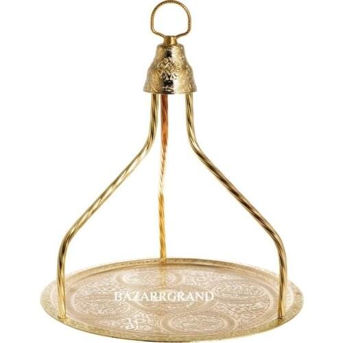 Coffee Time Off from Istanbul Bazaar Decorative Coffee Tray Tea Tray HANGING TRAY - ROUND FLAT Authentic Trays Tumbled Home Dec