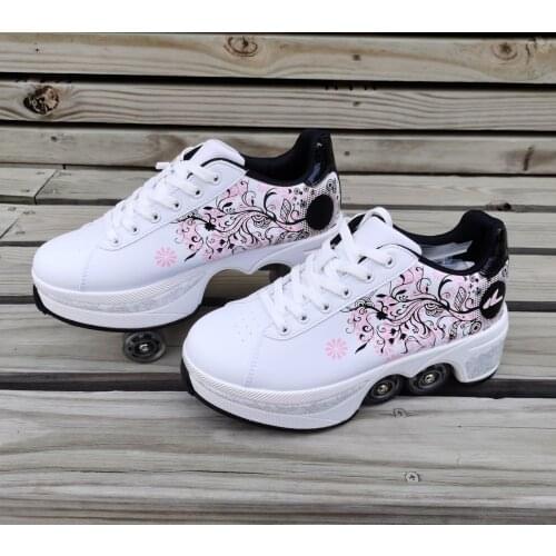 Sneakers Deformation Roller Skate Shoes Parkour Roller Shoes Birthday Gift For Men Women Kids Liang Jiao