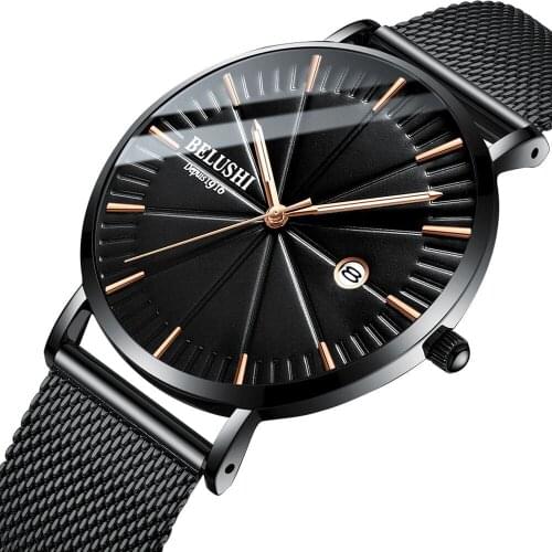 Relogio Masculino 2021 Minimalist Mens Fashion Ultra Thin Watches Simple Men Business Stainless Steel Mesh Band Quartz Watch