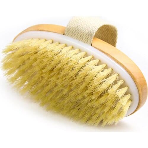 Natural Bristle Bath Brush Exfoliating Wooden Body Massage Shower Brush SPA Woman Man Skin Care Dry Body Brush Bathroom Products