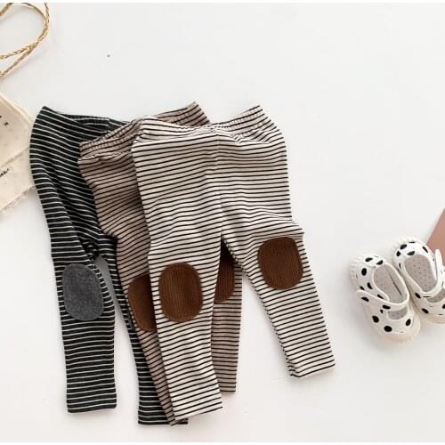 2021 New Fashion Spring Autumn Baby Boys Girls Leggins Soft Cotton for Baby Long Toddler Pants Children Striped Trousers 0-24M